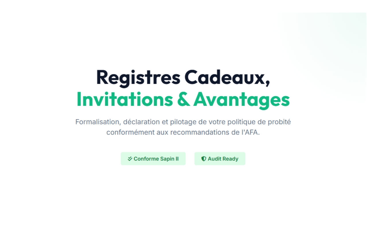 Module registres cadeaux, invitations et avantages Sapin 2